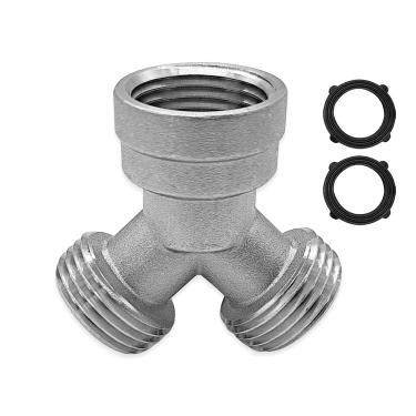 Imagem de Hooshing Conector adaptador Y de latão niquelado 3/10.2 cm GHT macho x macho x fêmea para secador a vapor e máquina de lavar