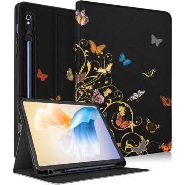 Imagem de Wazzasoft Capa para Samsung Galaxy Tab S9 Plus de 12,4 polegadas 2023 com suporte para lápis, design bonito feminino, kawaii, borboleta, adolescentes