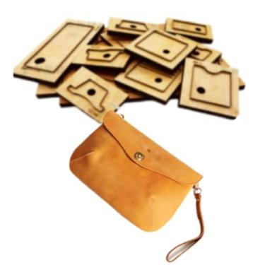 Imagem de YJIUYUANQ Bolsa de ombro de couro, molde de corte à base de madeira de 250 x 180 x 50 mm para artesanato em couro DIY
