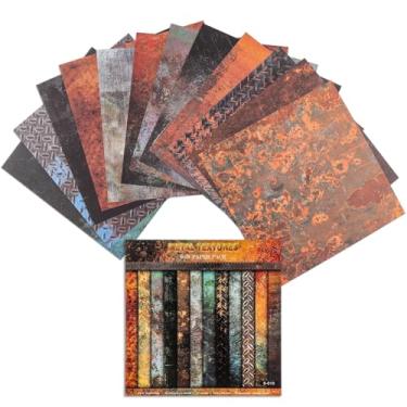 Imagem de 12 folhas de blocos de papel para scrapbook, 12 designs de 15,2 x 15,2 cm, papel de cartolina com padrão único de 15,2 cm x 15,2 cm, papel decorativo de 160 g/m², bloco de recortes para projetos DIY