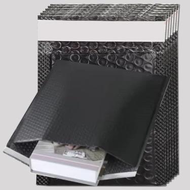 Imagem de 5 pçs saco de envelope bolha impermeável adesivo autovedante organizadores de embalagem negócios sacos de armazenamento simples (preto, 18 x 23 cm)