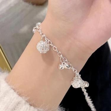 Imagem de 1 sino estilo vintage, bola de liga, corrente de tornozelo banhada a prata, anel de tornozelo, pulseira versátil adequada para uso diário