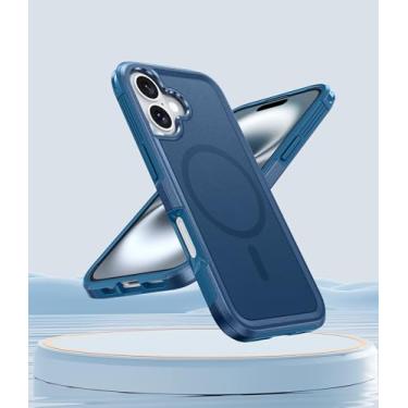 Imagem de Capa magnética para iPhone 16 Plus [compatível com Mag Safe] [proteção contra quedas de grau militar] Capa protetora à prova de choque para Apple iPhone 16 Plus 6,7 polegadas 2024, azul