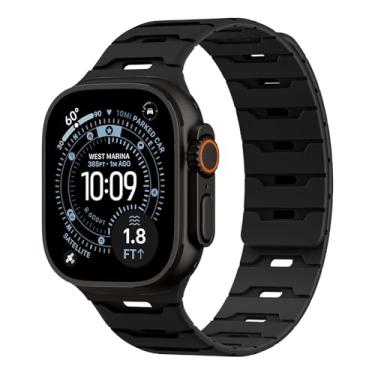 Imagem de Pulseira de silicone magnética para Apple Watch 49 mm, 46 mm, 45 mm, 44 mm, 42 mm, 41 mm, 40 mm, 38 mm, feminino e masculino, pulseira de borracha à prova d'água para iWatch Ultra 3 /SE 3/Series 11 10