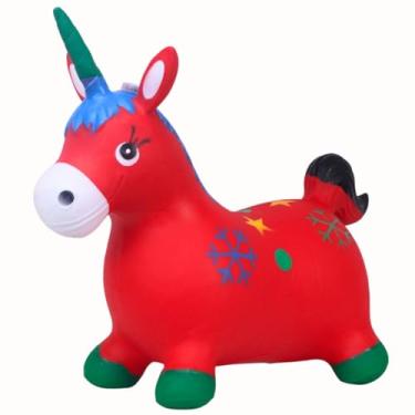 Imagem de Upa Upa Unicórnio Vermelho Musical Borracha Pula Pula C/Som Luz - Castela