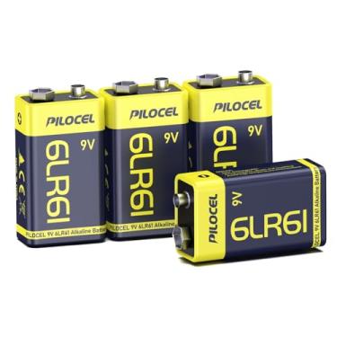 Imagem de PILOCEL 9V Baterias 9V 6LR61 Bateria 9 Volts Bateria alcalina Descartáveis para Detector de Fumaça (4 Contagens)
