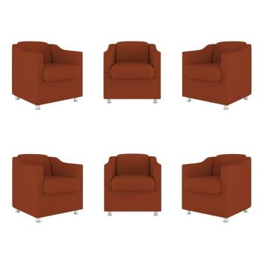 Imagem de Kit 6 Poltronas Decorativas Reforçada Consultório Sala Suede Cor:terracota