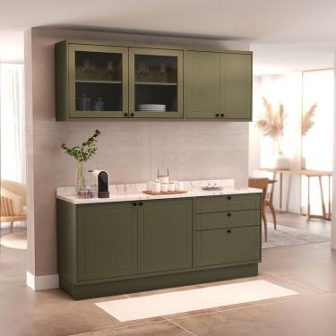 Imagem de Cozinha Compacta 4 Peças 6 Portas 3 Gavetas Sevilha Verde Hill