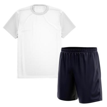 Imagem de Kit Calção Short Futebol Basquete Marinho + Camiseta Manga Curta Masculina-Masculino