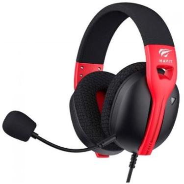 Imagem de Headset Gamer Havit Fuxi H5D - Drivers 50mm - Microfone - Conexão P2 - Preto e Vermelho-Unissex
