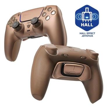 Imagem de HEXGAMING Controle de jogos ULTIMATE PRO compatível com ps5/PC/Mobile – 4 botões traseiros, 6 perfis personalizados, gatilhos ajustáveis, 8 polegares intercambiáveis – Hall Effect Stardust Mocha