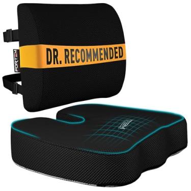 Imagem de Almofada de cadeira de escritório FORTEM, almofada de assento e apoio lombar, espuma viscoelástica, assento antiderrapante, descanso para costas para gamers, almofada para assento de carro ou cadeira