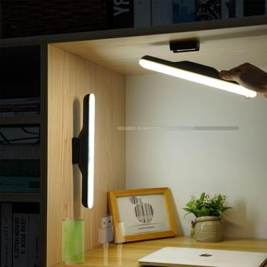 Imagem de Lâmpada LED sob montagem Lâmpada de parede de bateria de cozinha Brilho Lâmpada de parede ajustável Controle de toque Sem fio Iluminação de parede magnética para armários de espelho de sala de estar