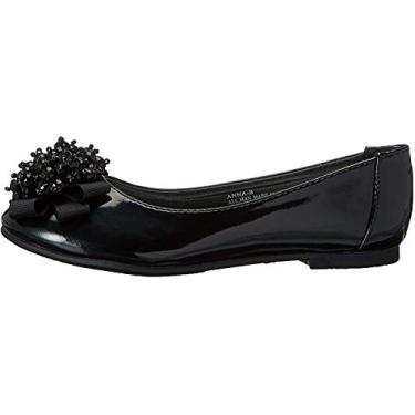 Imagem de Swea Pea & Lilli Sapatilhas para meninas com laço de pérola, Patente preta, 1 Little Kid