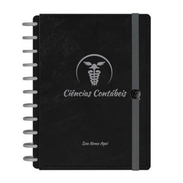 Imagem de Caderno De Disco Iscool Inteligente Personalizado 140 Folhas Profissões Preto Prata Ciências Contábeis Grande G+