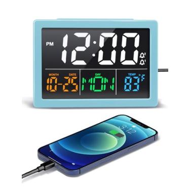Imagem de Carregador USB com tela LED Clock JALL Digital Alarm de 5,5"