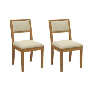 Imagem de Cadeira Sala De Jantar Alice 2cmm006ca Premium Madeira Maciça Kit 2 Un Carvalho-linho Bege Argila - Kappesberg