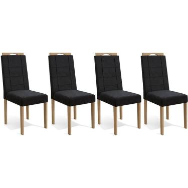 Imagem de Cadeira De Cozinha 2cad150ea Kit 4 Un Eucalipto Suede Preto A038