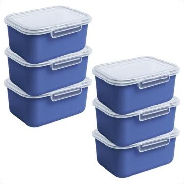 Imagem de Kit 5 Potes Marmita Fitness 750ml com Trava Lateral Para Microondas Ge