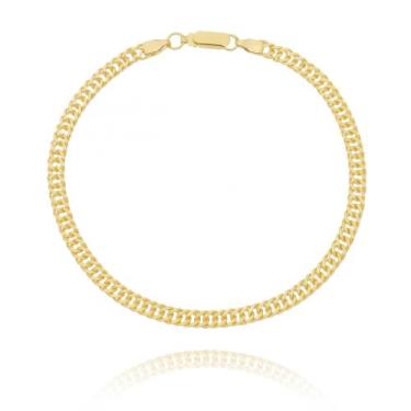 Imagem de Pulseira Masculina Groumet Elo Duplo Folheado Em Ouro 18K - Sambella J