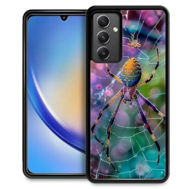 Imagem de CARLOCA Capa para Samsung Galaxy A54 5G, linda teia de aranha colorida, design moderno para meninas, à prova de choque, antiarranhões, capa traseira de policarbonato rígido para Samsung Galaxy A54 5G