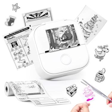 Imagem de Impressora de bolso – Impressora de adesivos Memoqueen T02 - Mini impressora térmica de fotos Bluetooth, ótima para diário DIY, notas, adesivos e notas, compatível com iOS e Android, branco
