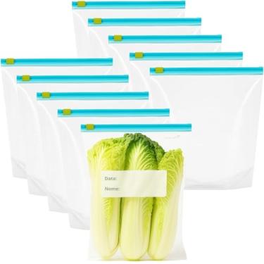 Imagem de Saco Hermético Zip Reutilizável KOALAECOM® – Kit 10 Unidades, Livre de BPA, Ecológico e Resistente – Ideal para Armazenar Alimentos, Lanches, Frutas e Vegetais, Uso em Freezer, Geladeira e Viagens