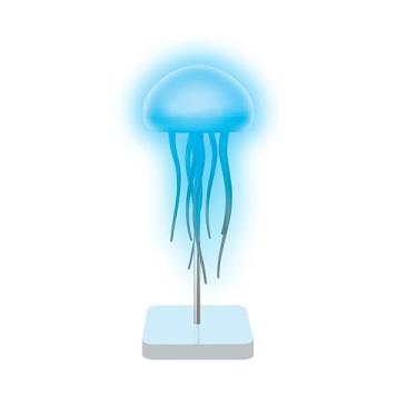 Imagem de InnoVibe Lâmpada de mesa Jellyfish RGB LED para quarto, escritório e mesa de cabeceira, luminária de mesa que muda de cor com tentáculos rotativos, poste de aço inoxidável, interruptor liga/desliga e