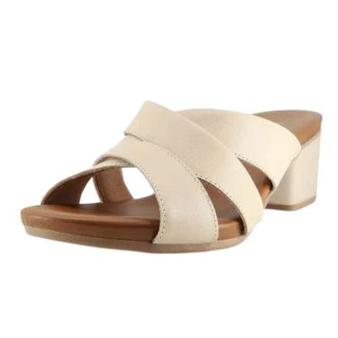 Imagem de Tamanco Feminino Salto Médio Conforto Maciez Couro Usaflex