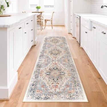 Imagem de Enkor Tapetes de corredor para corredor, tapetes laváveis macios antiderrapantes para cozinha, tapete moderno para sala de estar, quarto, entrada laranja e preto