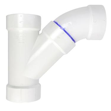 Imagem de SUPPLYGIANT (Pacote com 10) 3 polegadas PVC DWV combinação de 2 peças Wye & 1/8 curva 45° cubo de cotovelo – Dreno de PVC branco, montagem de resíduos e ventilação