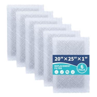 Imagem de Almofadas de filtro de substituição de 50 x 63 cm, compatíveis com filtro de ar dinâmico 50 x 63 cm, fibra de vidro eletrostática branca carvão ativado (pacote com 6)