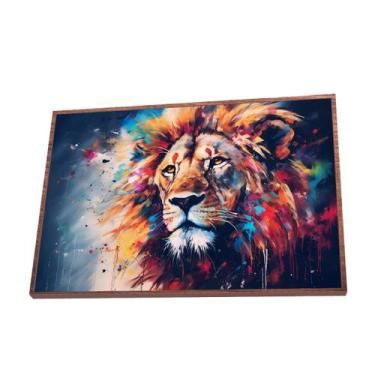Imagem de Quadro Leão Pop Art Canvas Com Vidro - Center Molduras, 40x30 Baixa, M