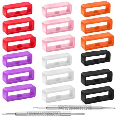 Imagem de Heclia 18 argolas para pulseira de relógio, 2 anéis de fixação de silicone com barra de mola de 16 mm/18 mm/20 mm, retentor de pulseira, peças de reposição, anel de fecho para relógios esportivos