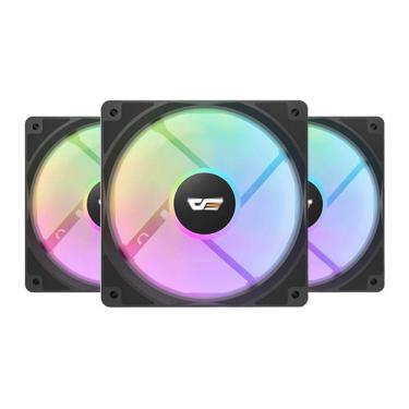 Imagem de Kit Ventoinhas Aigo Darkflash CL12, Rainbow, 3x120mm, Preto, RAINBOW-CL12-3IN1
