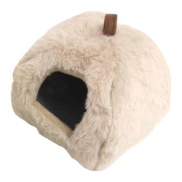 Imagem de Gralara Cama quente para hamster, casinha suspensa em formato de rede, aconchegante para pequenos animais brincarem, Bege