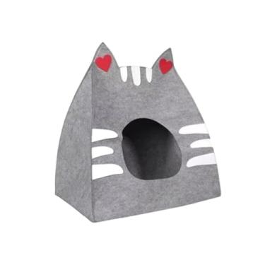 Imagem de MotiveTech a Casinha Dobrável para Gatos, com Estrutura Semi-fechada, Oferece Conforto E Privacidade para O Lar Do Seu Animal de Estimação, Cinza