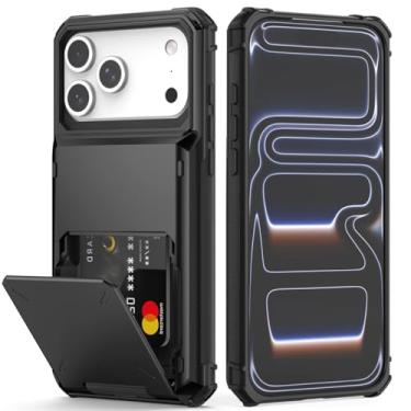 Imagem de Nvollnoe Capa compatível com iPhone 17 Pro Max com suporte para cartão [loja 5 cartões] capa carteira resistente à prova de choque de camada dupla com compartimento para cartão oculto grande capa de