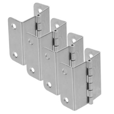 Imagem de 4 peças dobradiças 180 graus dobrável armário porta hardware ângulo direito prata 4 furos silenciosos caixas de madeira flip móveis de mesa