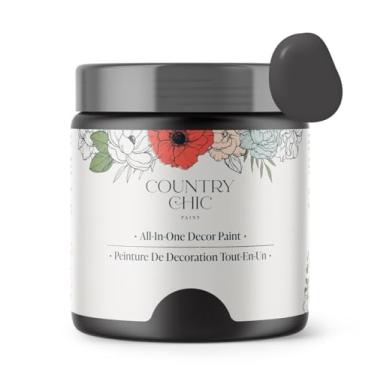 Imagem de Tinta de giz Country Chic All-in-One para móveis, armários, decoração de casa, ecológica, acabamento fosco, primer embutido e revestimento superior para madeira, metal - alcaçuz (preto) - 237 ml