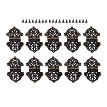Imagem de 10pcs 53 * 28mm porta do armário de porta dobradiças jóias caixa de madeira gaveta armário decorativo dobradiça de bronze/ouro YYDFPIIA (Color : A)