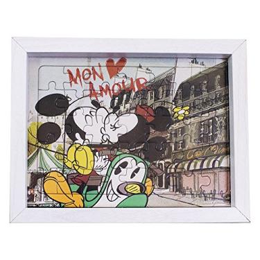Imagem de Porta Retrato Quebra Cabeça Mickey Mouse & Minnie Paris Mon Amour