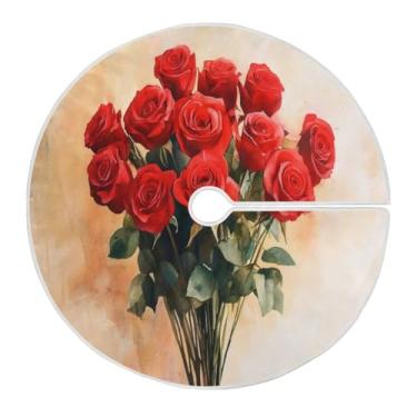 Imagem de Blueangle Saia de árvore de rosa vermelha de 118 cm para decoração de dia dos namorados (299)