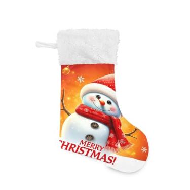 Imagem de GakkiGii Linda meia de Natal grande de boneco de neve, decoração de Natal para pendurar na parede da árvore da lareira, 45 x 31 cm