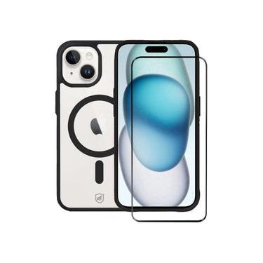 Imagem de Kit Capa Magsafe Preta e Pelicula Ultra Glass Preta para iPhone 15 - Gshield