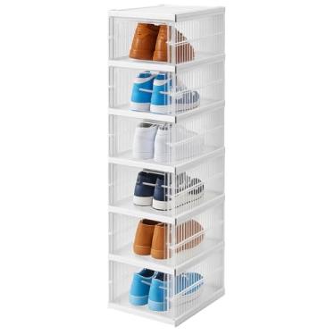 Imagem de Sapateira Vertical Empilhável Caixa Sapato Tênis 6 Andares Transparente