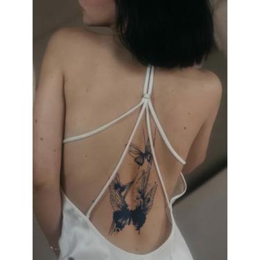 Imagem de Suco de ervas semipermanente arte abstrata borboleta 7-14 dias sem derramamento não reflexivo braço perna traseira corpo impermeável adesivo de tatuagem não reflexivo 1
