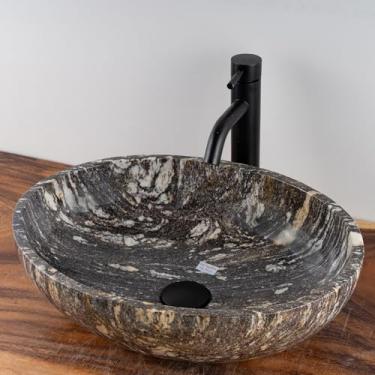 Imagem de MIDUSO Pia de vaso de pedra natural – Bacia oval exclusiva feita à mão – pedra única, entregue conforme a imagem – escolha seu design preferido nas opções de "cor"