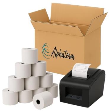 Imagem de Bobina Térmica Alphaterm 80x80 Papel Branco Cupom Fiscal PDV Caixa com 32 Rolos