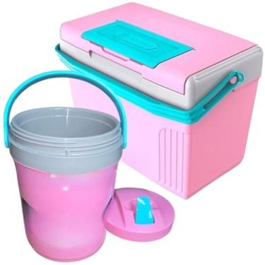 Imagem de Cooler Termico Pequeno，Conjunto de Recipiente TéRmico de 8 Litros + Garrafa TéRmica de 2,5 Litros，Ideal para ReuniõEs Familiares e Viagens